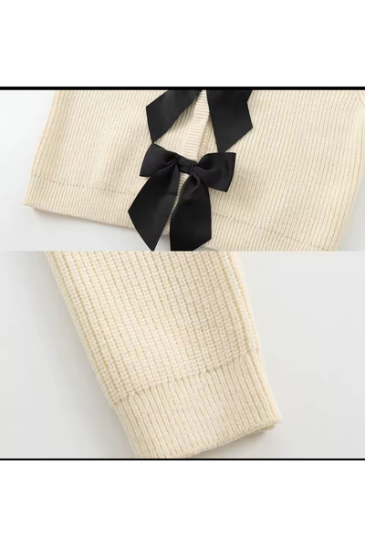 EnModaStyle Thessaloniki Knitted Cardigan with Large Bow Detail
