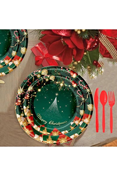 Flippy Set 119 Pieces, Flippy, for Christmas Table, Plates, Napkins, Cups, Tablecloth, Utensils, Garland, S