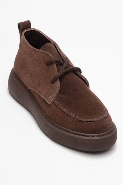 LuviShoes LILYA Kahverengi Süet Hakiki Deri Kadın Chukka Bot