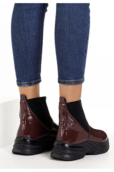 B T Shoes Γυναικεία μποτάκια μπορντό Ersa