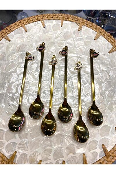 ACAR ALTIN ÇAYDANLIK DESEN 6'LI KAHVE/ÇAY KAŞIK