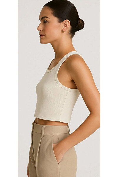 greymoda Women's Ribbed Tank Top Crop Short