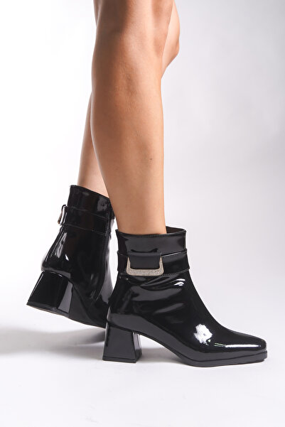 Riccon Kadın Topuklu Bot 00120010 Siyah Rugan