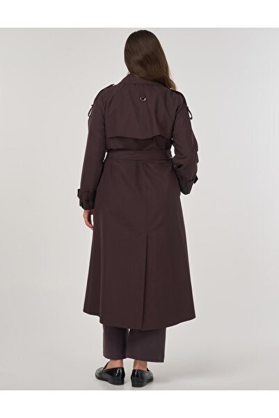 Kayra Şömizye Yaka Trençkot Koyu Kahve