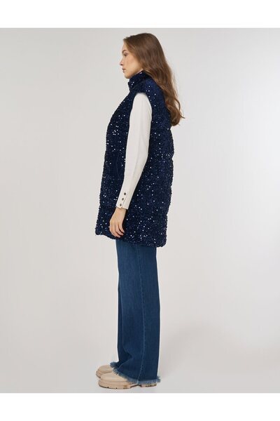 Kayra Payet İşlemeli Şişme Yelek Koyu Lacivert