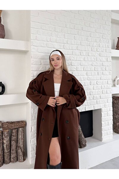 ZF BUTİK Παλτό Oversize με λεπτομέρεια στον ώμο, ζώνη και κουμπιά