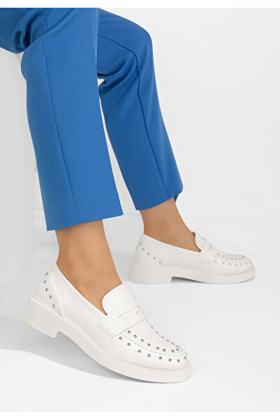 B T Shoes Biele mokasíny dámske Kristeen