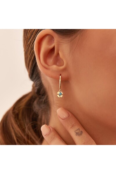 ALTINTAŞ KUYUMCULUK Firuzeli Yonca Altın Küpe