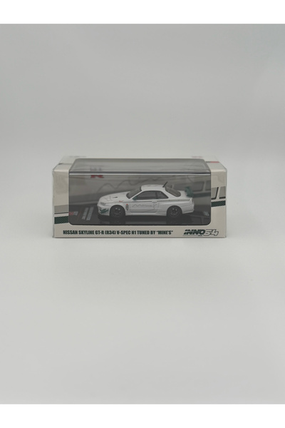 Inno 64 Models Inno64 1/64 Nissan Skyline GT-R R34 V-Spec Mine's, white/green