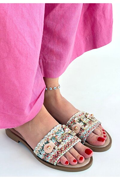 Erbilden Gonne Colorful Straw Woven Slippers