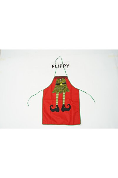 Flippy Christmas apron, Flippy, with elf pattern, red, for adults, polyester