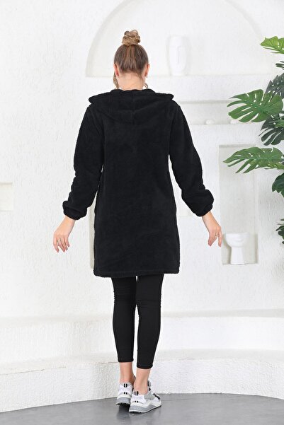 TÜCCAR UMUT Welsoft Zippered Hooded Long Fleece Cardigan Khaki Green