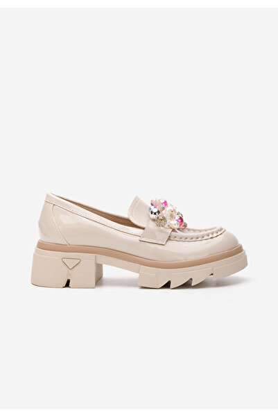 B T Shoes Béžové lakované mokasíny dámske Lerina V4