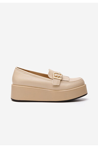 B T Shoes Beige Magie platform loafers
