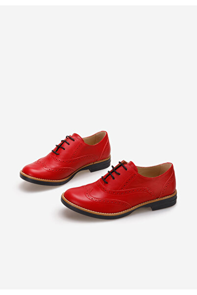 B T Shoes Emily red brogue women's shoes