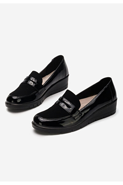 B T Shoes Čierne lakované mokasíny dámske Vionei