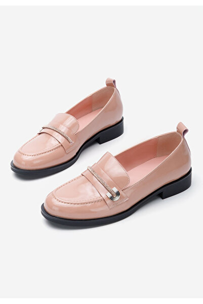 B T Shoes Ružové kožené mokasíny Vibia