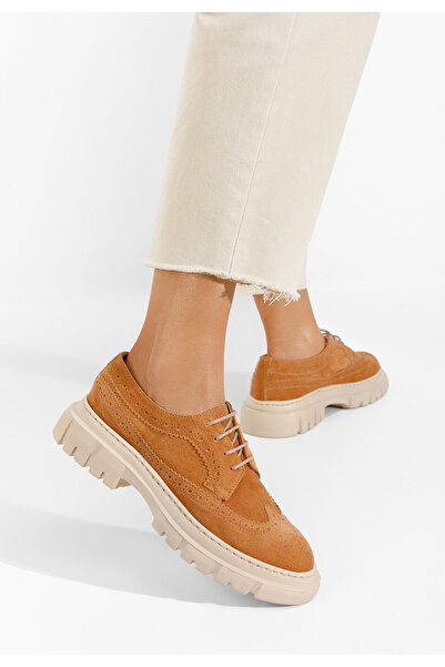 B T Shoes Pantofi dama brogue Henise camel