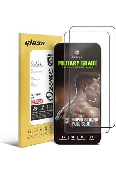 O Ozone واقي شاشة Nothing 2a | زجاج مقسّى | عبوة من قطعتين | أسود