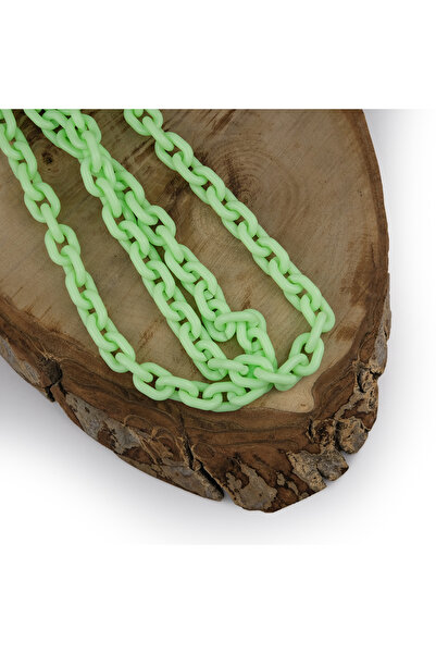 Prestij Boncuk Geantă cu lanț din plastic verde deschis și lanț pentru accesorii