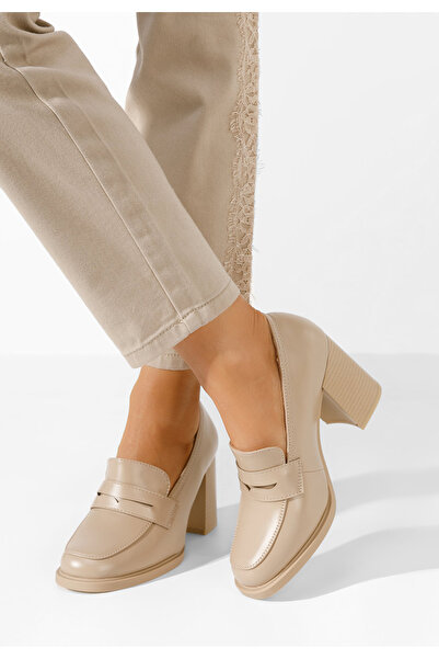 B T Shoes Odesia V3 beige heeled loafers