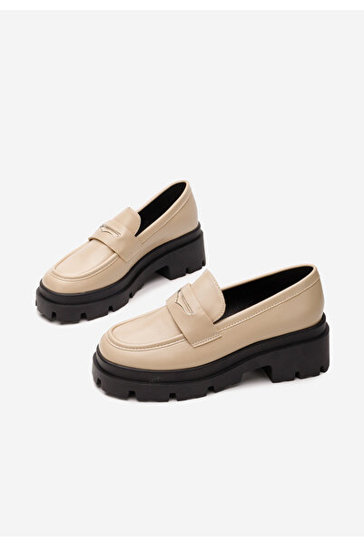 B T Shoes Aksa V2 beige thick-soled loafers