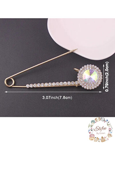 ElifceByÖzlem Yuvarlak Taşlı Şık BÜYÜK BOY Yaka İğnesi