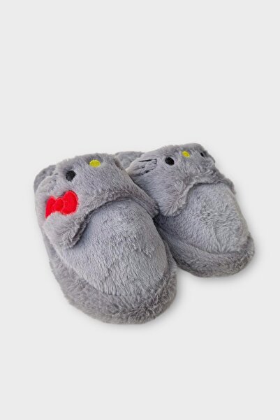 Liger Winter Women's Hellokitty Figured Anti-Slip Sole Home Shoes Panduf Smoke