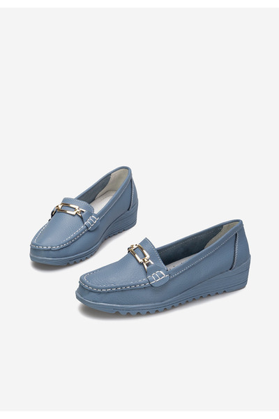 B T Shoes Mocasini dama piele Fahima albastri