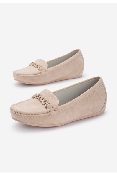 B T Shoes Béžové kožené mokasíny Eunice