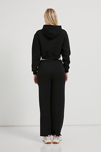 Arma Life Γυναικείο μαύρο φούτερ με κουκούλα και τσέπες καγκουρό