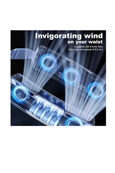 Generic Wearable Waist Fan with PCM Cooling–Body Fan with 3 Speeds, 5000mAh Rechargeable Battery,20H Runtime