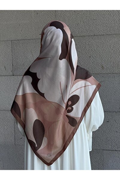 Qalortex Scarf Pamuklu Vera Desen Eşarp-Kahve