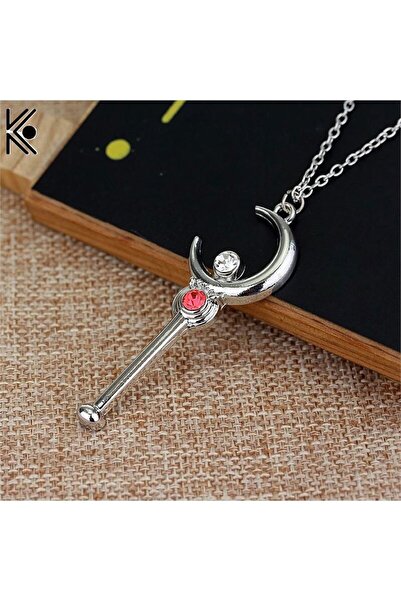FG KONNİCHİWA Kırmızı Anime Sailor Moon And Star Diamond Zincirli Kolye