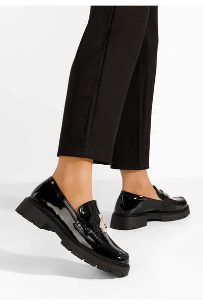 B T Shoes Asuna black chunky-soled loafers