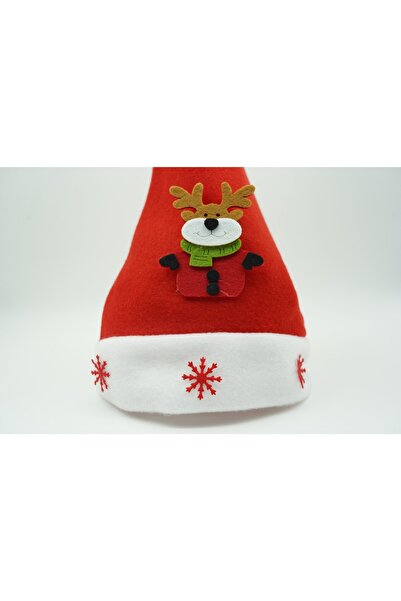 dalip Santa Hat with Reindeer Pattern and Snowflake Ornament, Red, One Size, Textile