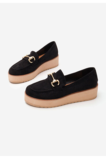 B T Shoes Čierne dámske mokasíny na platforme Leondra V6