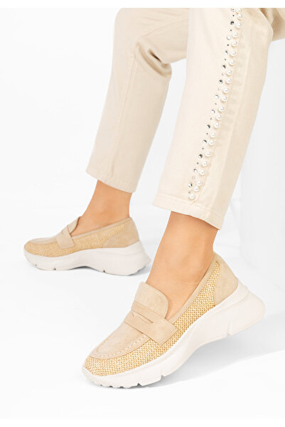 B T Shoes Almata V3 beige platform loafers