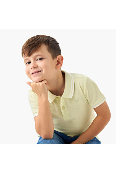 Juniors Solid Polo T-shirt with Short Sleeves