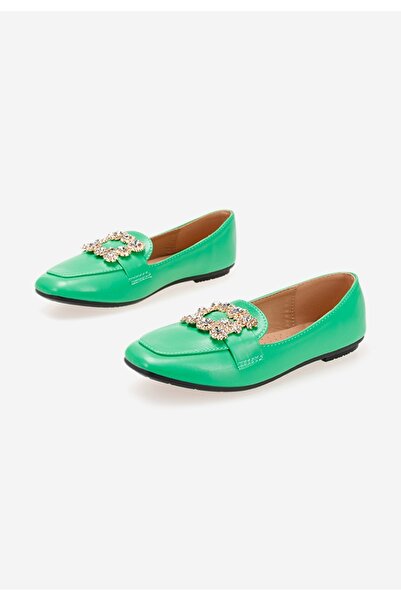 B T Shoes Elegant women's green Gialla loafers