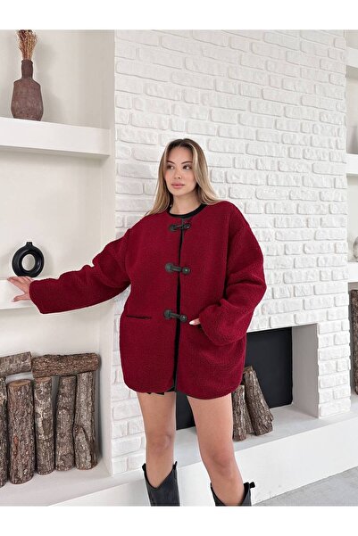 ZF BUTİK Three Button Buckle Plush Coat