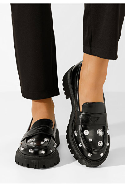 B T Shoes Setta black thick-soled loafers