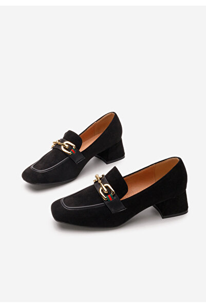 B T Shoes Čierne dámske mokasíny na opätku Eudora