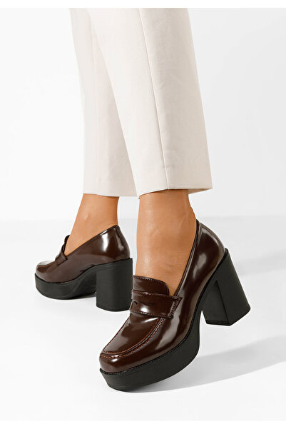 B T Shoes Meilani brown platform loafers