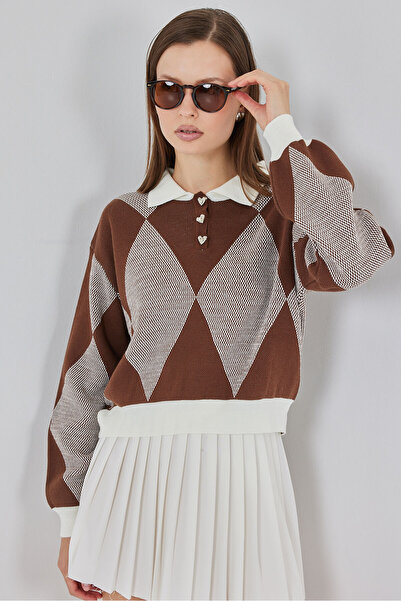 Bigdart Women's Crop Knitwear Sweater 15936 - A.Brown