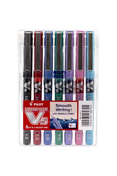 Pilot قلم حبر سائل هاي-تيك بوينت V5، 7 قطع