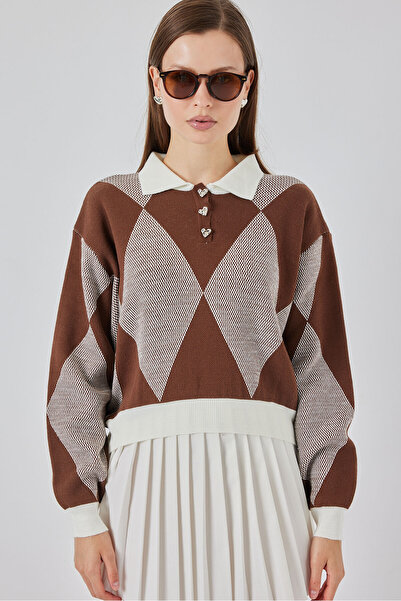 Bigdart Women's Crop Knitwear Sweater 15936 - A.Brown