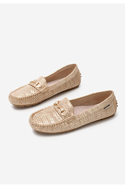 B T Shoes Zlaté dámské mokasíny Aishani