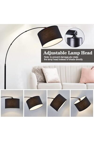 SKY TOUCH SKY-TOUCH Arc Floor Lamp: Dimmable Black Standing Lamp with Adjustable Height, Modern Marble Base, A