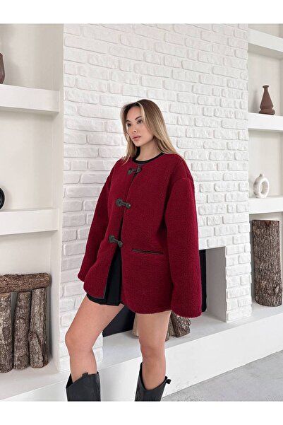 ZF BUTİK Three Button Buckle Plush Coat